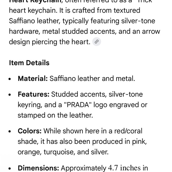 Prada Saffiano ‘Trick’ Coral Leather Studded Heart Keychain W/ Box - Picture 16 of 16